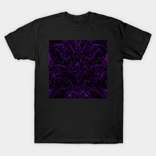 Purple Bat Filigree Pattern T-Shirt